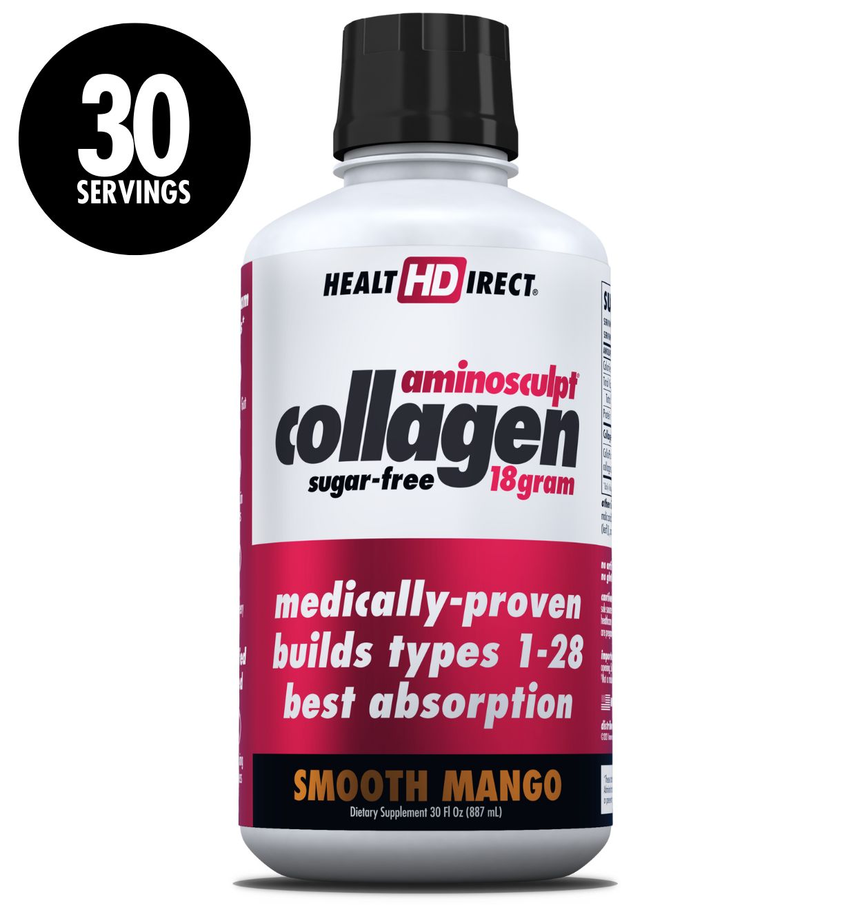 AminoSculpt Sugar-Free 18 Gram 30oz Smooth Mango has 30 Servings Per Bottle